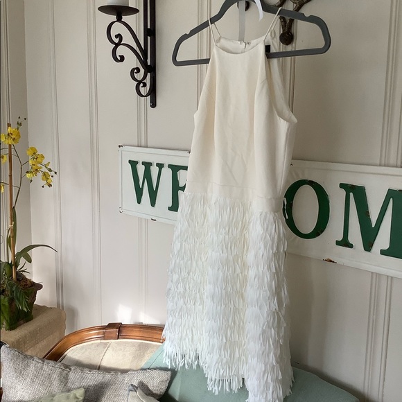 Aidan Mattox Dresses & Skirts - Aidan Mattox | White Fringe Cocktail Evening Dress